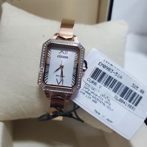 New Ladies Rose Gold Citizen Eco-Drive EM0983 51A $325